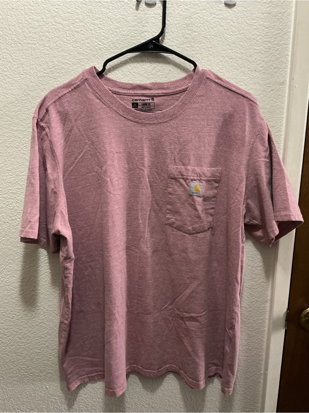 Carhartt Womens T-Shirt, 2XL, Pink Heathered Loose Fit #0060
